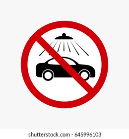 No car wash vector sign. Vector carwash prohibiting red and black simple symbol.