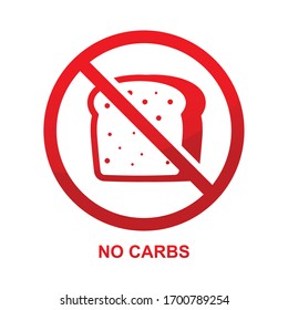 No Carbs Sign Isolated On White Background Vector Illustration.
