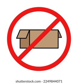 No Cardboard Box Sign on White Background