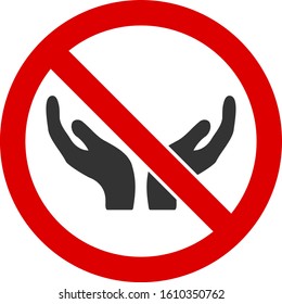 No care hands vector icon. Flat No care hands pictogram is isolated on a white background.