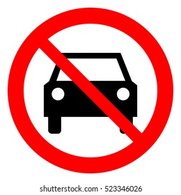 No cars allowed prohibition sign, no cars entry, Do not drive symbol, vector illustration.