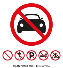 No cars sign on white background. Vector illustration