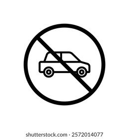 No cars sign vector in black colors