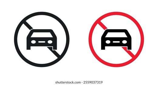 No cars sign vectors in black and colored version