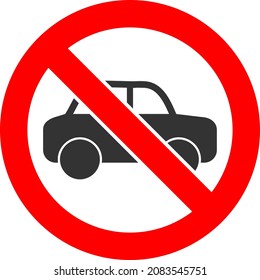 No cars vector icon on a white background. An isolated flat icon illustration of no cars.