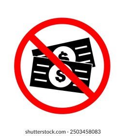 No cash accepted sign. Payment restriction and policy vector icons. Editable in EPS file. Financial Policy sign printable