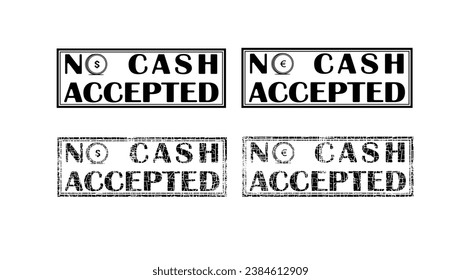 'No cash accepted' sign, set of stamps