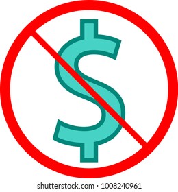 No Cash Dollar Icon Vector Illustration