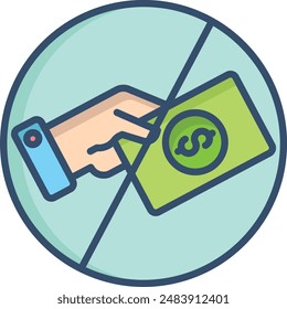 No Cash linear color illustration