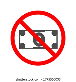 No Cash Sign For Cashless Payment Concept Vector illustration Icon.