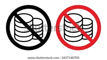 No Cash Sign Icon Set. Vector Illustration