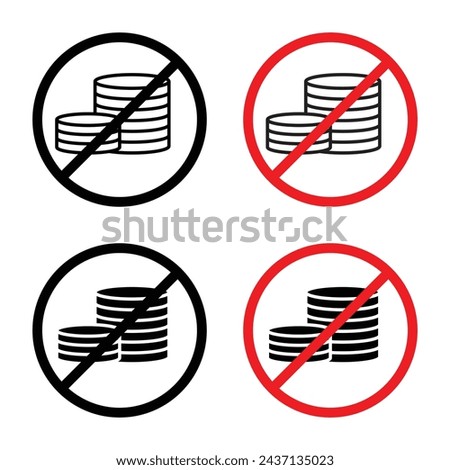 No Cash Sign Vector Illustration Set. Digital Payment Only Sign suitable for apps and websites UI design style.