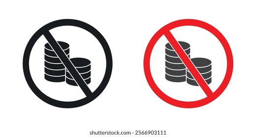 No cash signs set in black and colored