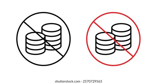 No cash signs vectors on white background.