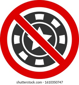 No casino vector icon. Flat No casino symbol is isolated on a white background.