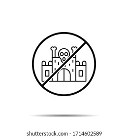 Kein Schloss, Horrorsymbol. Einfache dünne Linie, umrissene Vektorillustration des Vergnügungsverbots, Verbot, Embargo, Interdict, Verbotssymbole für i und ux, Website oder mobile Anwendungen
