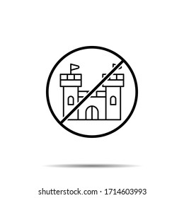 No Castle icon. Simple thin line, outline vector of amusement ban, prohibition, embargo, interdict, forbiddance icons for ui and ux, website or mobile application