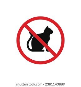 No cat allowed icon sign symbol isolated on white background