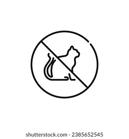 No cat allowed line icon sign symbol isolated on white background