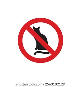 No cat allowed sign, no cat silhouette sign logo vector