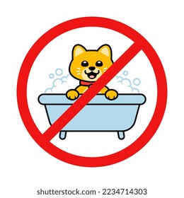 No Cat Bath Sign on White Background