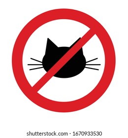 No cat icon prohibited sign. No animal icon.  No pets  sign. 
