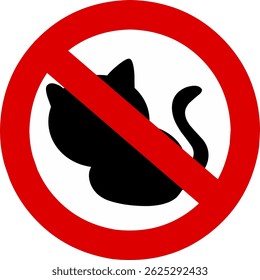 No cat pet allowed forbidden sign, red prohibition symbol