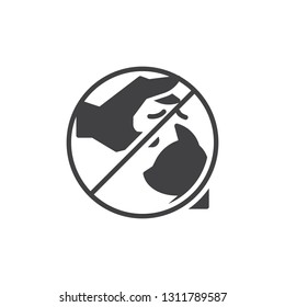 No cat, prohibition vector icon. filled flat sign for mobile concept and web design. Cat fur, Allergy simple glyph icon. Symbol, logo illustration. Pixel perfect vector graphics