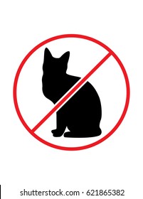 No cats allowed black red and white vector symbol 