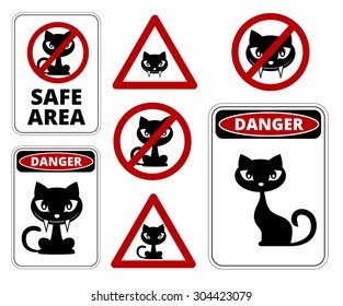 No cats allowed, danger cats and other road sign vector collection
