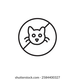 No cats allowed icon black and white vector outline sign