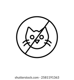 No cats allowed icon Thin line art isolated