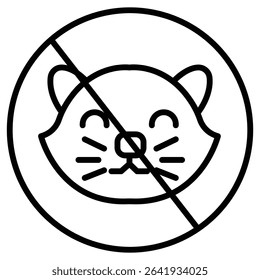 No cats allowed icon Thin line vector design