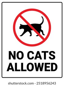 No Cats Allowed Sign Vector Illustration