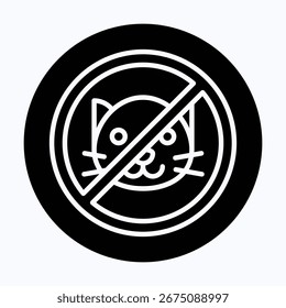No Cats Allowed Signs Vector Icon, Isolated Vector Circular Style Icon,