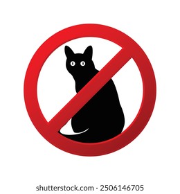 No cats Sign Label Symbol Icon Vector Illustration