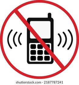 No cell or mobile phone black red sign