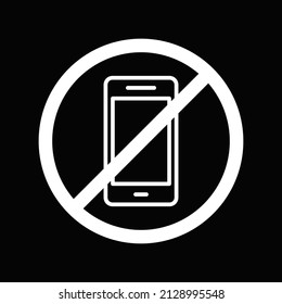 No Cell Phone Allowed White Monochromatic Prohibition Vector Sign