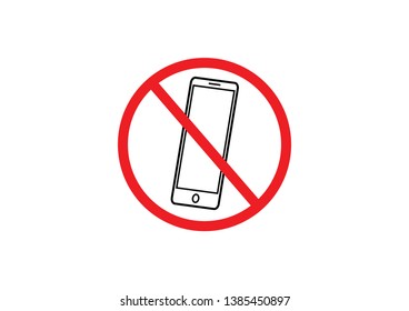 No cell phone/ no call / no talk vector icon. Circle prohibited road sign with mobile phone in the middle.