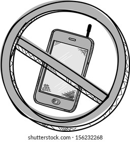 No Cell phone doodle vector