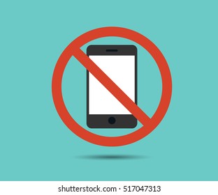 No cell phone, Mobile Phone prohibited, phone logo vector illustration