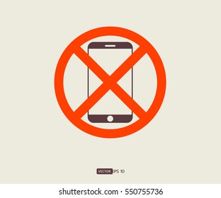 No cell phone, Mobile Phone prohibited, phone logo vector illustration