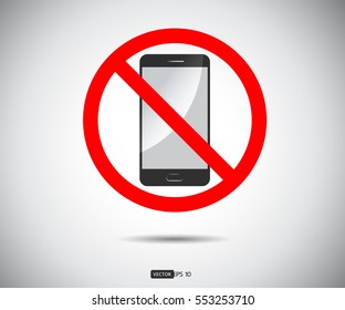 No cell phone, Mobile Phone prohibited, phone logo vector illustration