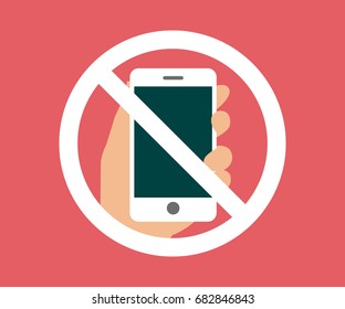 No Cell Phone, Mobile Phone Prohibited, Phone Logo Vector Illustration
