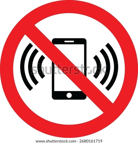 No cell phone ringing sign isolated on white background