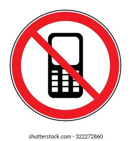 No cell phone sign. Mobile phone ringer volume mute sign. No phone allowed icon. No Calling label on white background. No Phone emblem great for any use. Stock Vector Illustration