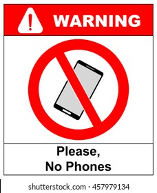 No cell phone sign. Mobile phone ringer volume mute sign. No smartphone allowed icon. No Calling label on white background. No Phone emblem great for any use. Stock Vector Illustration Warning sticker