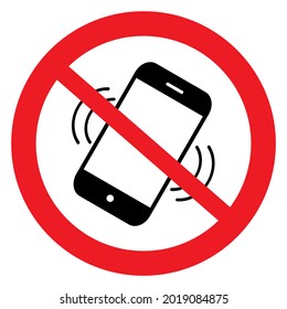 Kein Handyzeichen auf weißem Hintergrund. Mute den Klang. Verbot der Benutzung von Mobiltelefonen. Vektorsymbol.