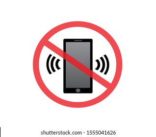 No Cell Phone Sign, Please Keep Your Mobile Silent Mode, Prohibited Or Ban Symbol, Vector Illustration.