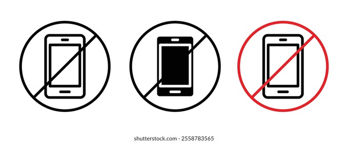 No cell phone sign vector set